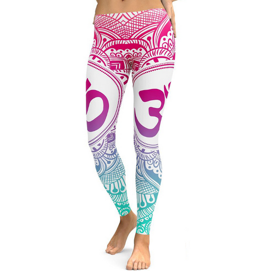 Nouveau bleu décoloration Mandala Leggings femmes grande taille XL athlétique Yoga Leggings course Fitness entraînement pantalon 