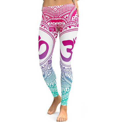 New Blue Decolorization Mandala Leggings Women Plus Size XL Athletic Yoga Leggings Running Fitness Workout Pants