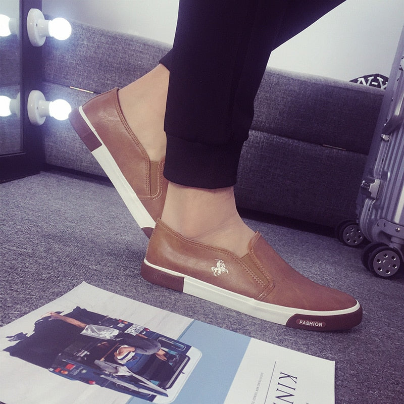 Zapatos informales transpirables de alta calidad para hombre, zapatos de cuero PU, informales, a la moda para hombre