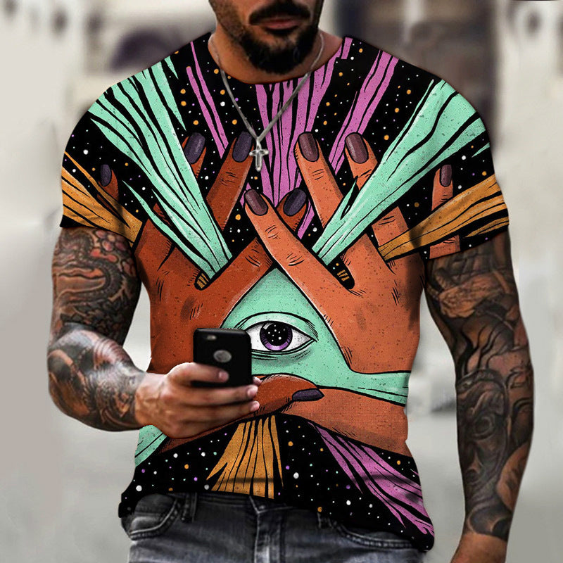 Fashion 3D Digital Printing Short Sleeve