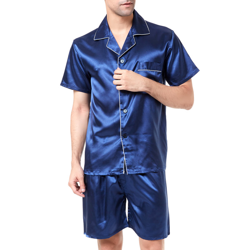 Ensemble de pyjama en soie teintée pour hommes Pyjamas pour hommes en soie