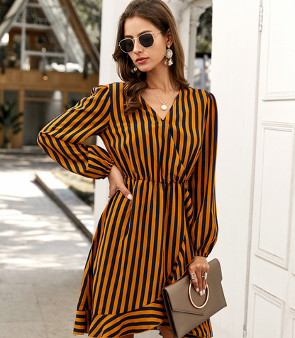 Striped dress with long sleeves