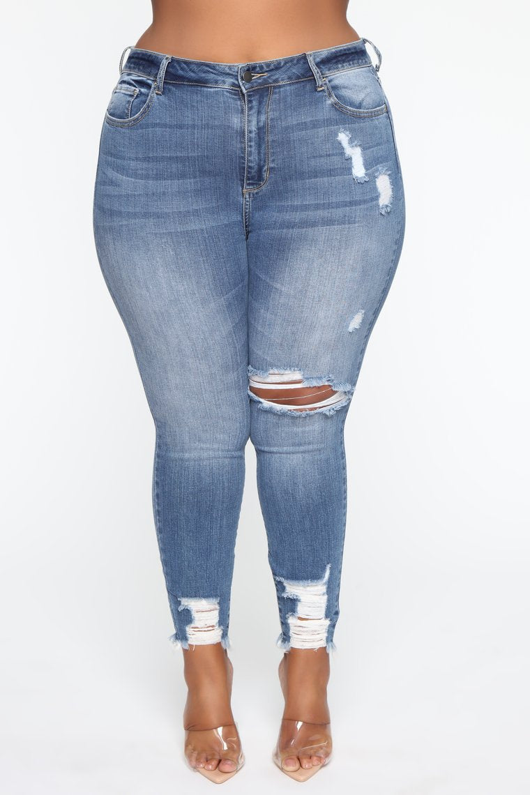 Jeans stretch déchirés pour femmes