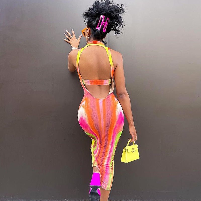 Robe sans manches à imprimé dégradé pour femmes