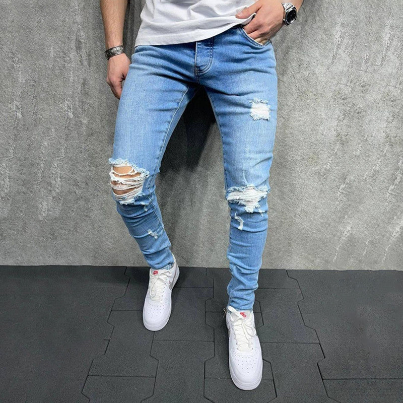 Pantalon en jean décontracté à coupe ajustée pour hommes