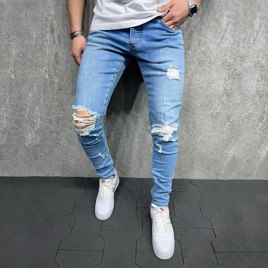 Pantalones de mezclilla informales ajustados viejos para hombres