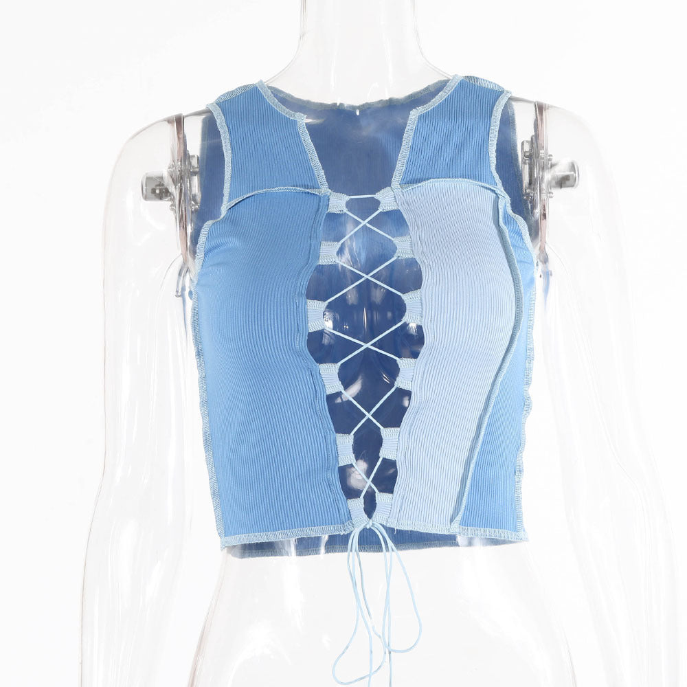 Débardeur Femme Bandage Cut Out Hole