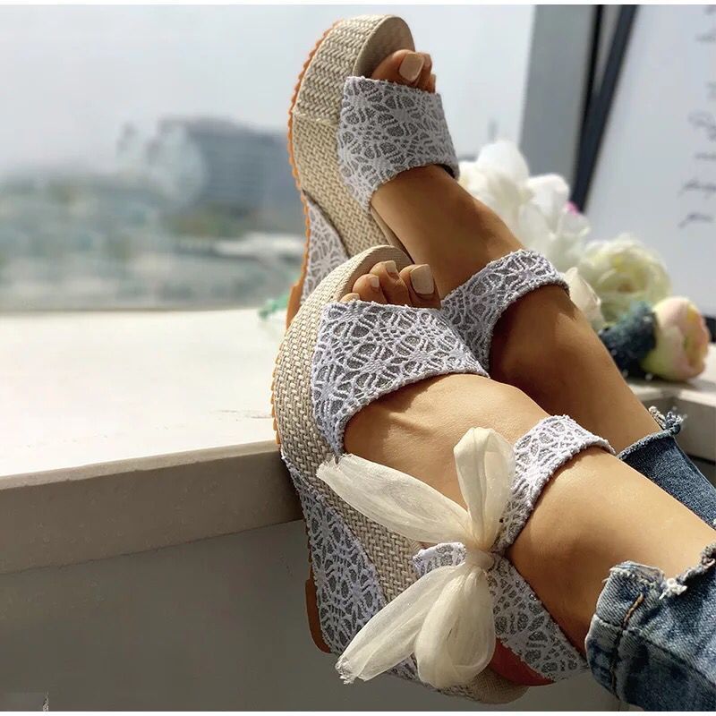 Sandalias de boca de pez con cuña a la moda para mujer