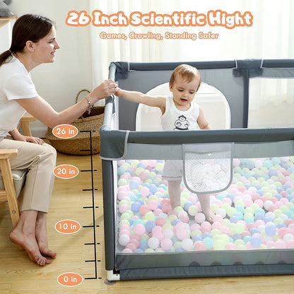 Enclos de jeu pour bébés et tout-petits, cour de jeu pour bébé avec porte pour espace limité 47x47x26 Clôture pour bébé avec maille respirante, centre d'activités intérieur et extérieur de sécurité