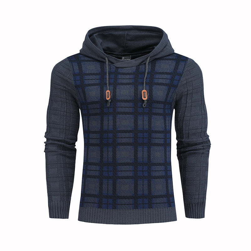 Suéter con capucha de punto para hombre Sudaderas con capucha de inserción de color elástico 3D
