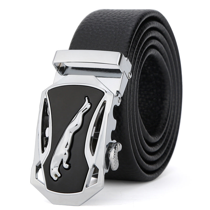 Ceinture en cuir à boucle automatique en cuir souple pour hommes d'affaires