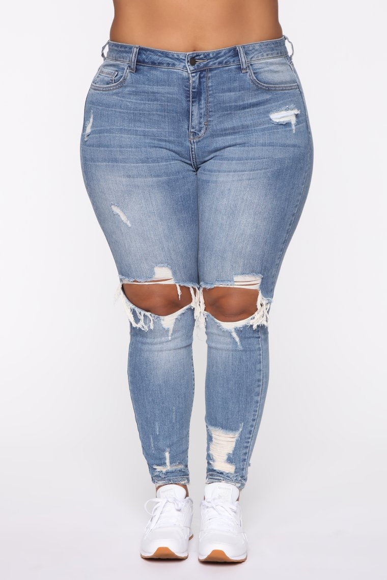 Jeans stretch déchirés pour femmes