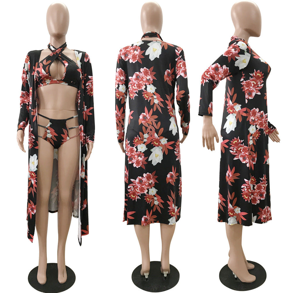 Three piece swimsuit with digital print