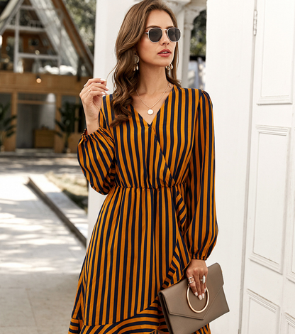 Striped dress with long sleeves