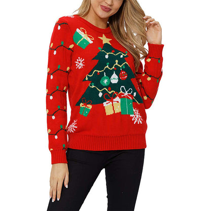 Leisure Christmas Tree Snowman Turtleneck Knit Sweater