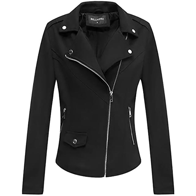 Giolshon Automne Fleurs Broderie PU Veste En Cuir Femmes