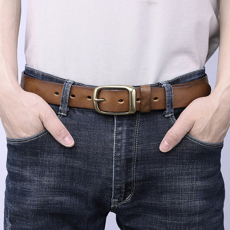 Men's Retro Pure Cowhide Jeans Belt Trend