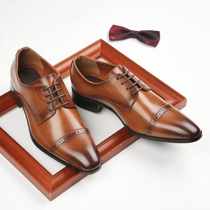 Zapatos de cuero de negocios de estilo británico con cordones para hombres