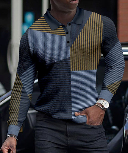 Polo zippé à motif de chaînes pour hommes