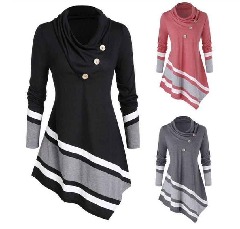 Loose long-sleeved irregular color matching skirt