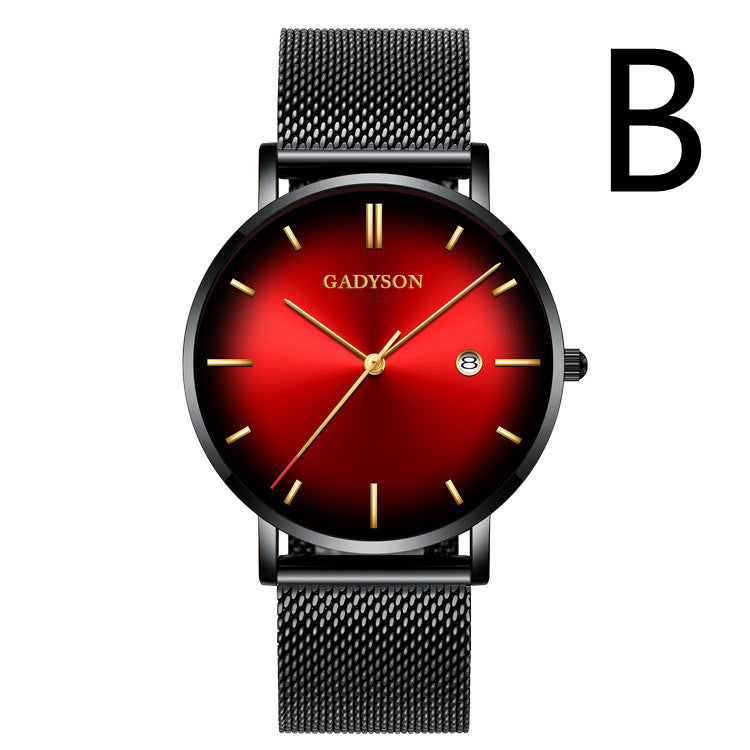 Montre à quartz dégradée en acier de couleur simple pour homme