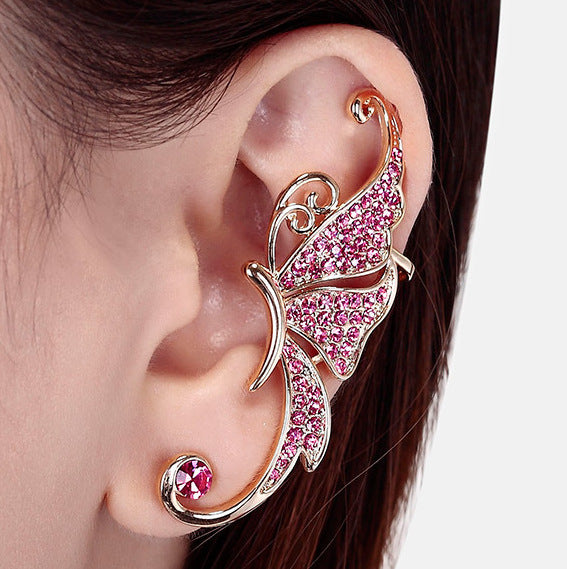 Pendientes de mariposa con diamantes completos para mujer