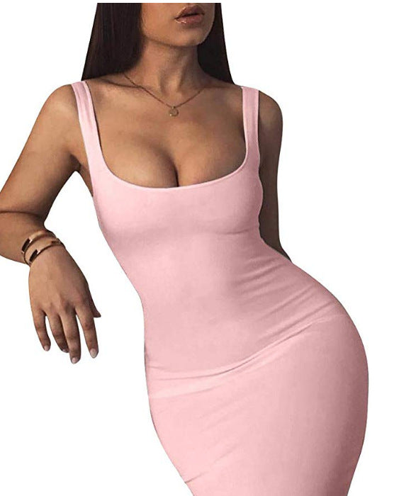 Robe débardeur moulante sexy pour femme sans manches