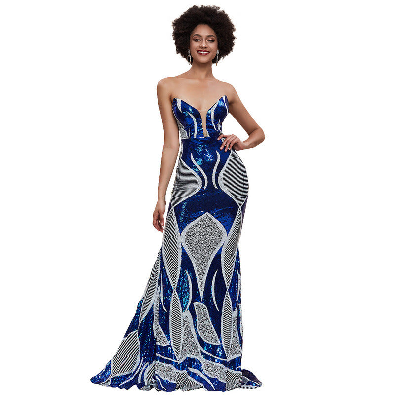 Robe de soirée tube bleu royal