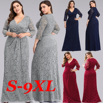 Plus size women's elegant lace dress