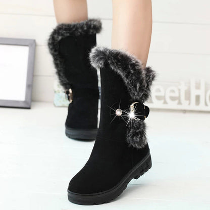 Botas de nieve de invierno cálidas casuales para mujer