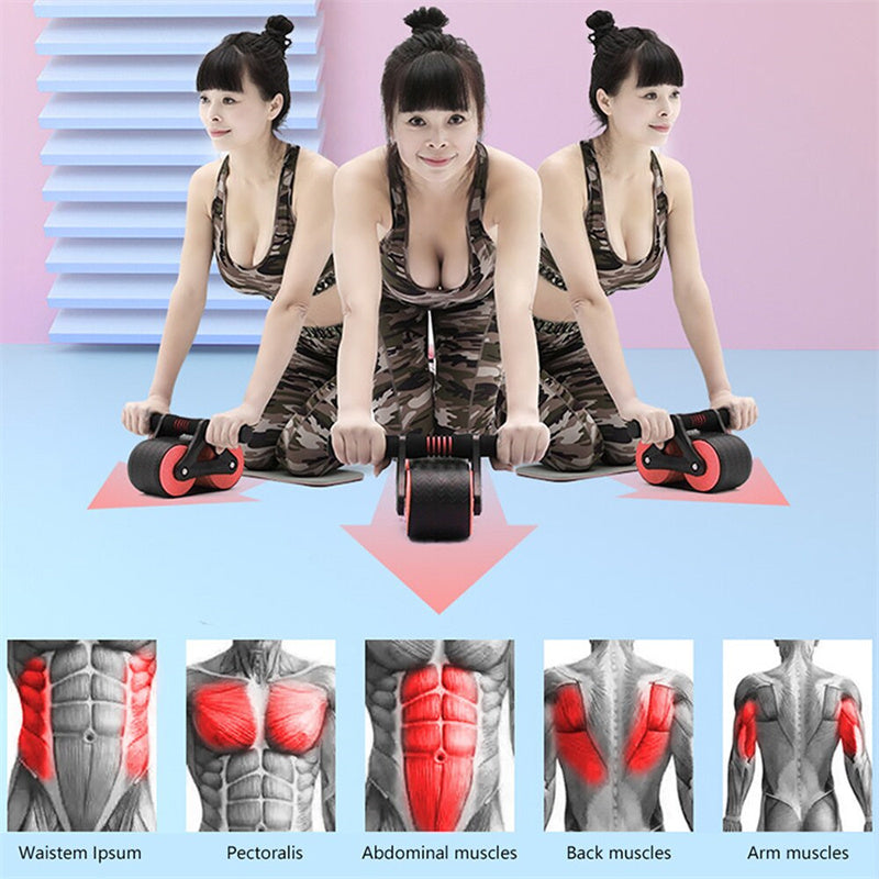 Automatic Rebound Ab Double Wheel Roller Waist Trainer Gym Sports Home Exercise Devices