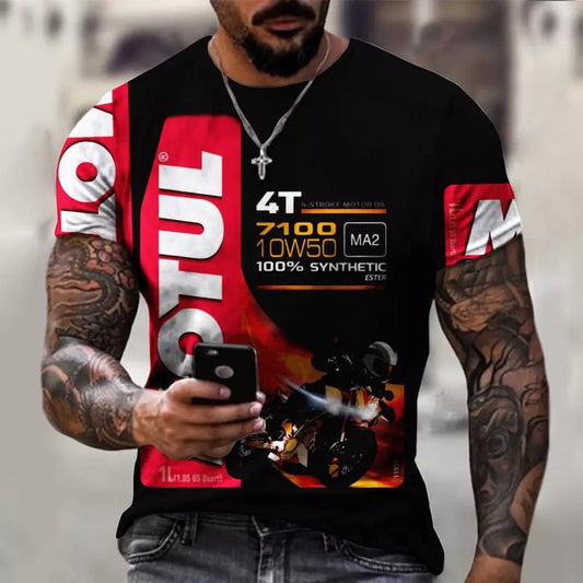 Camiseta de manga corta con cuello redondo para hombre Impresión digital