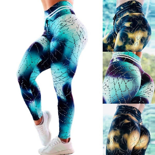Pantalones de yoga con estampado de gotas de viento para mujer casual