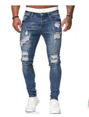 Pantalon Denim Blanc Déchiré Homme