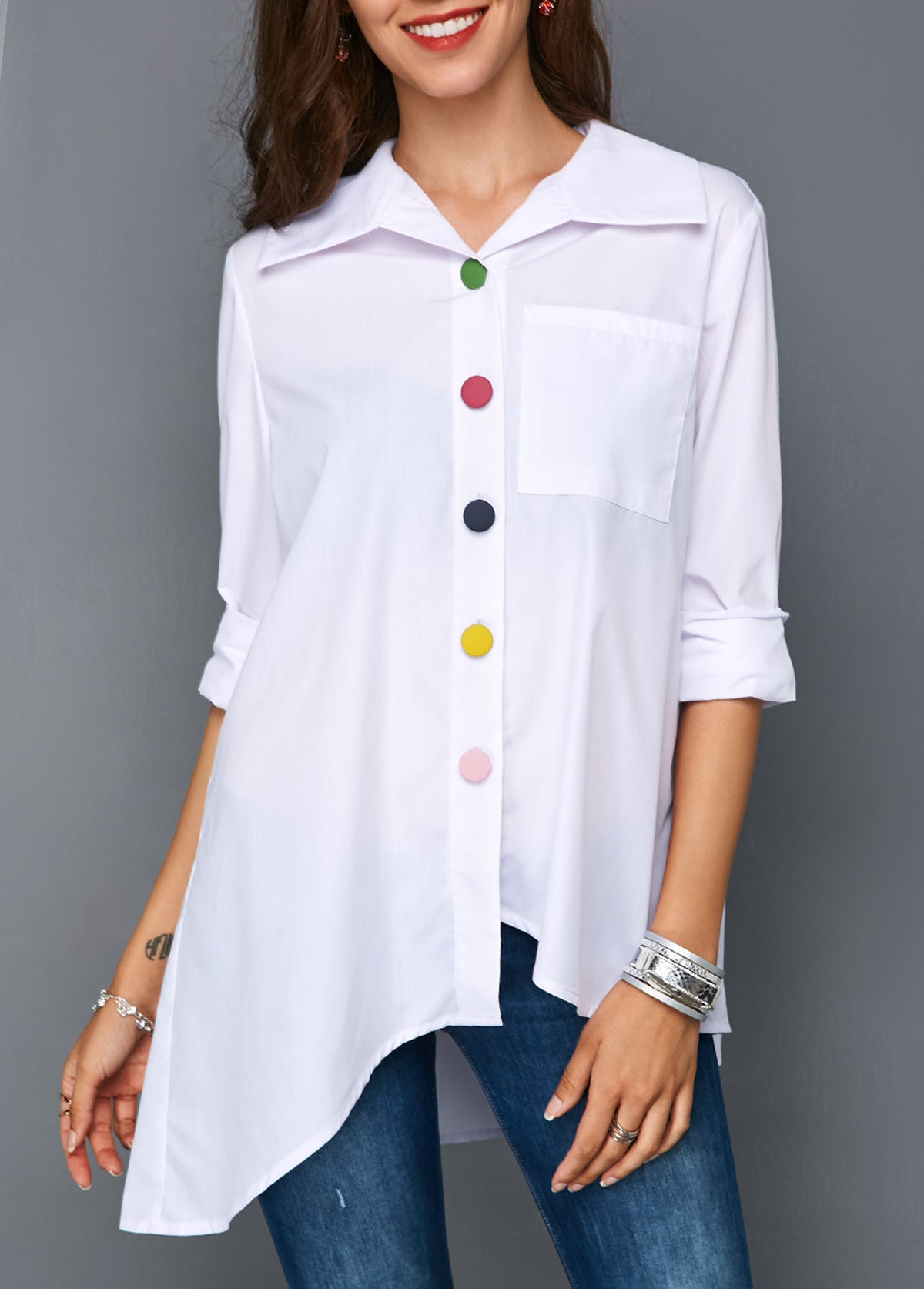 Women Colorful Button Shirt