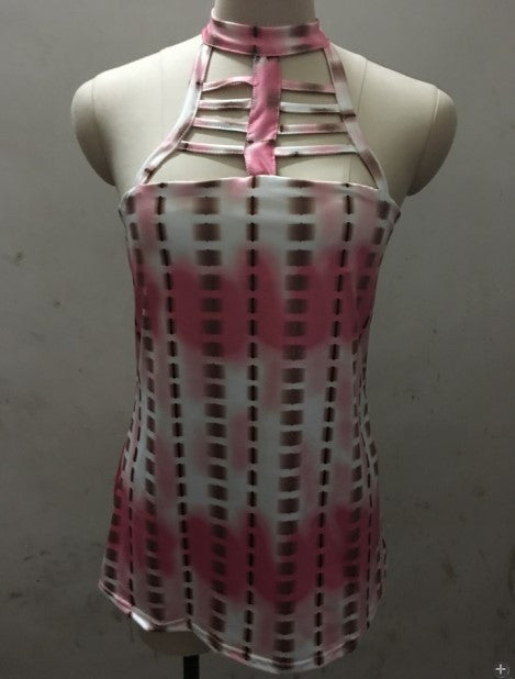 Sleeveless Digital Print T-Shirt Strap