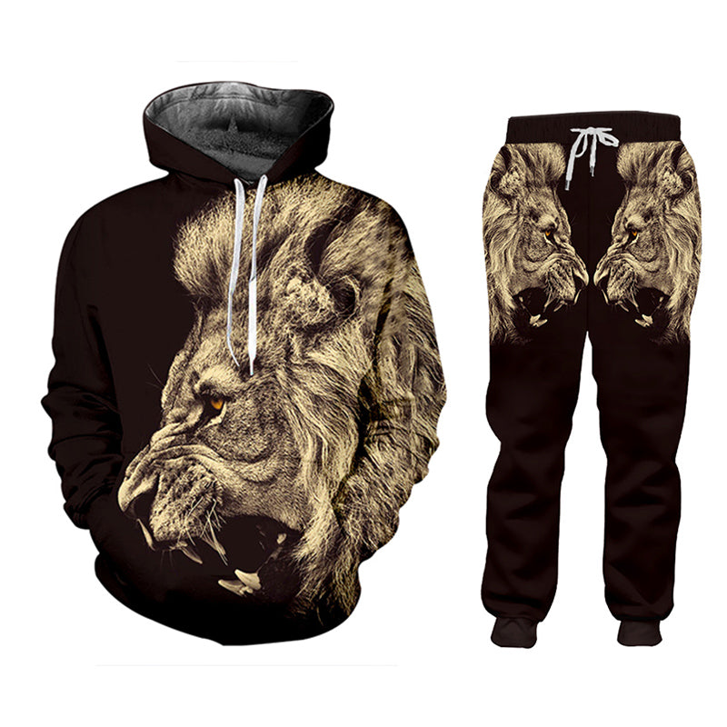 Casual Men's Tracksuit Hoodie Pants 3D Printing