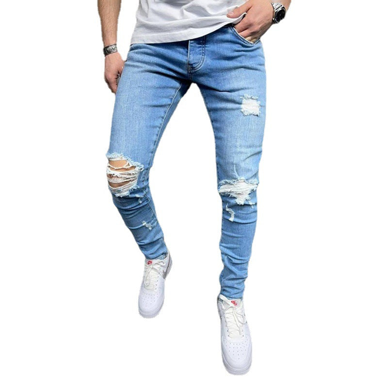 Pantalon en jean décontracté à coupe ajustée pour hommes