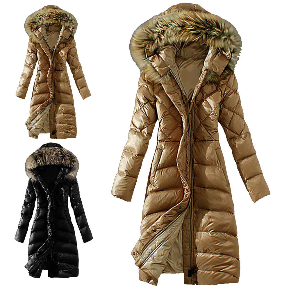 Slim Down Coat With Large Fur Collar Imitation Raccoon