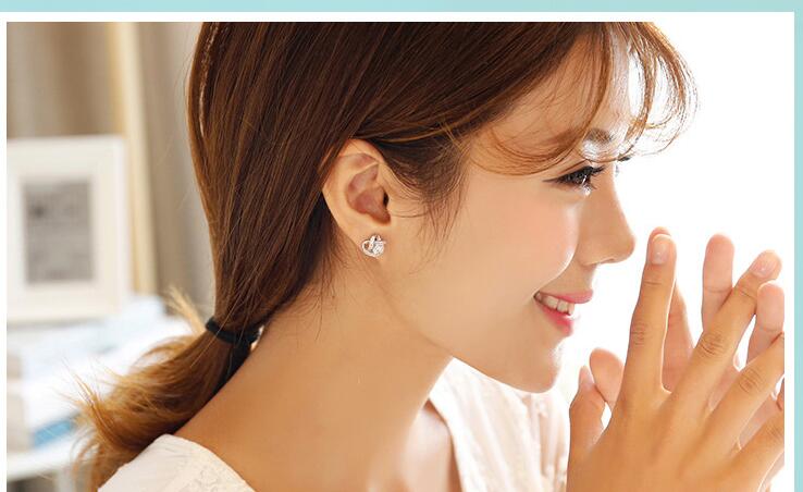 Boucles d'oreilles en argent sterling S925 avec boucles d'oreilles en diamant