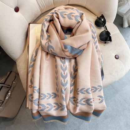 Elegant Cashmere Scarf Color Matching Long Warm And Thick