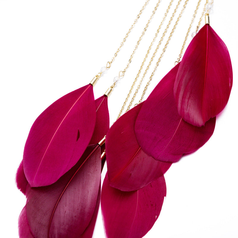 Boucles d'Oreilles Bohème Plume Pompon