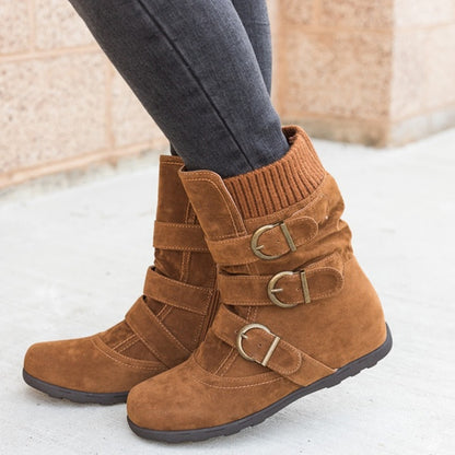 Botas de invierno casuales Zapatos con hebilla de correa