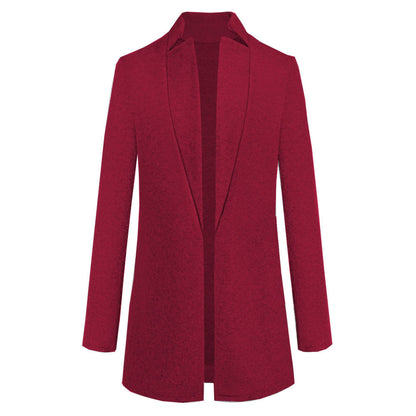 Fashion Solid Color Stand Collar Woolen Coat