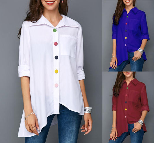 Women Colorful Button Shirt