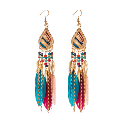 Boucles d'oreilles plumes et boucles d'oreilles perles