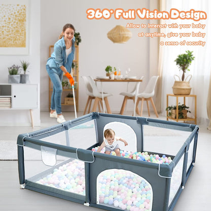 Enclos de jeu pour bébés et tout-petits, cour de jeu pour bébé avec porte pour espace limité 47x47x26 Clôture pour bébé avec maille respirante, centre d'activités intérieur et extérieur de sécurité