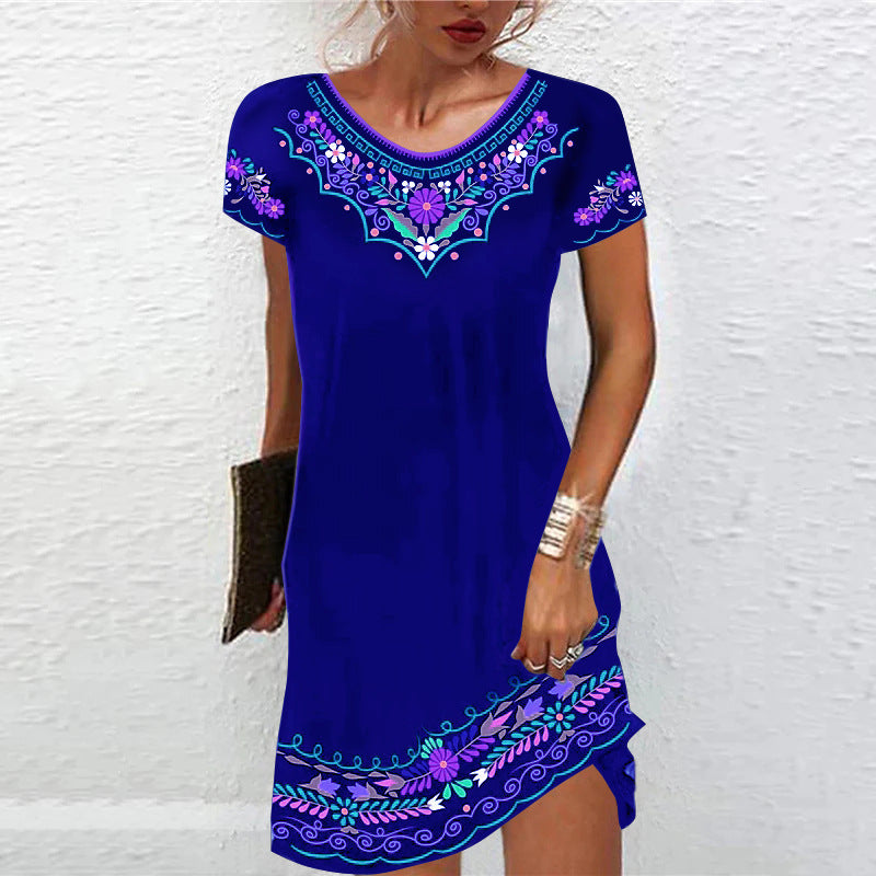 Women's Casual Printed Short Sleeve Dress