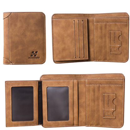 Men's Leather  Retro Tri-fold Vertical Wallet  Multi-card Slot