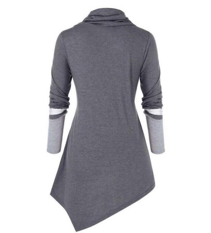 Loose long-sleeved irregular color matching skirt